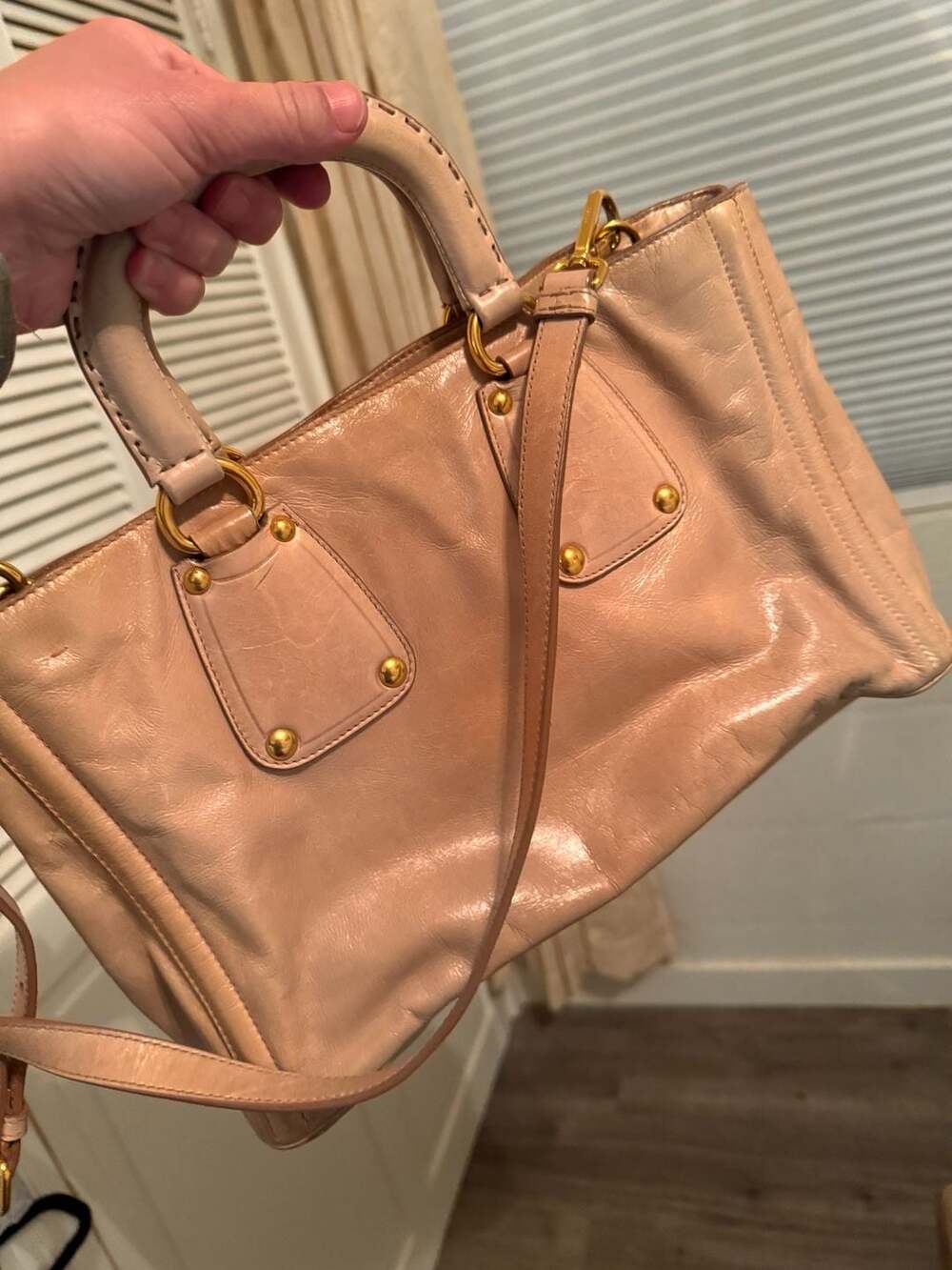 Prada Vitello Shine Leather Shoulder Bag Pink - Picture 11 of 15